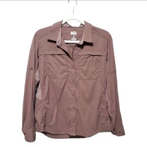 Women’s Size M REI Button Down Shirt Taupe Brown